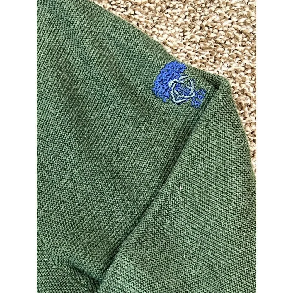 Polo Ralph Lauren Mens Large Green V‎ Neck Merino Wool Pony Sweater